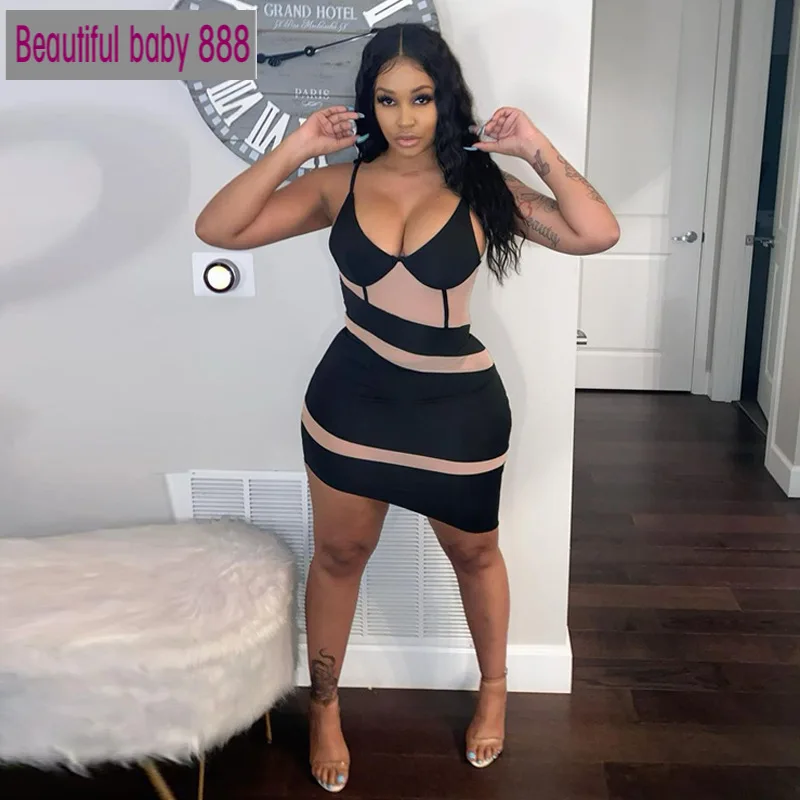 

Meqeiss Sexy Patchwork Fashion irregular suspender Dresses Women 2021 New Autumn Winter Club Party Wear Bodycon Dresses Muje