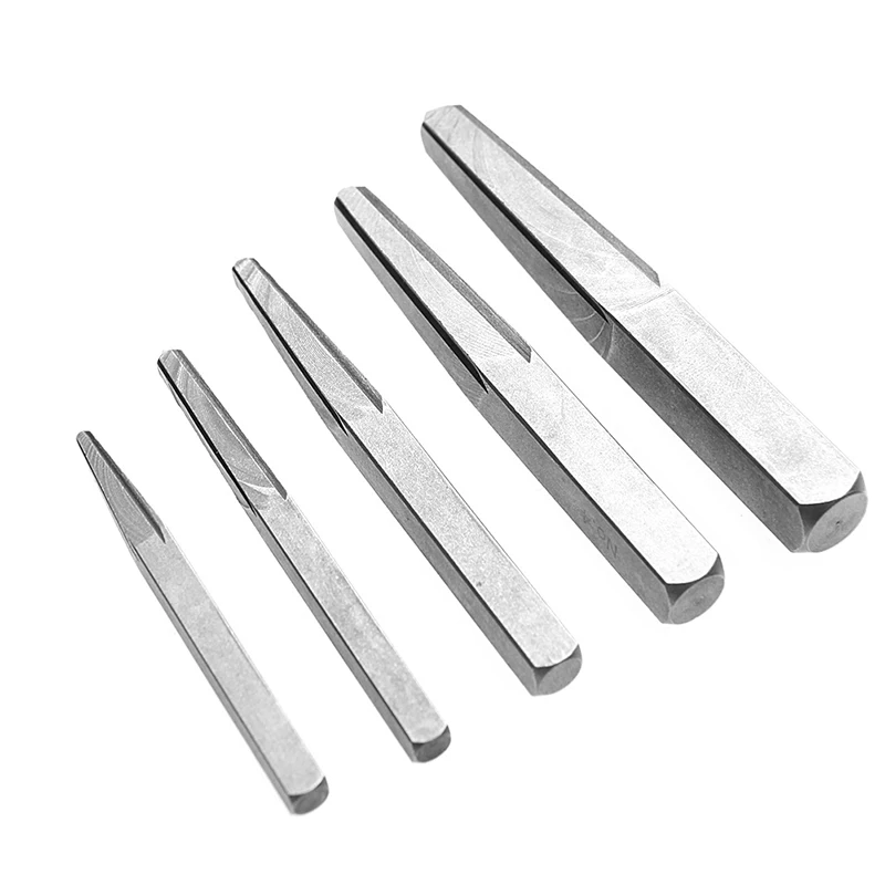 

5Pcs Screw Extractor Kit Guide Broken Damaged Bolt Remover Drill Bits New