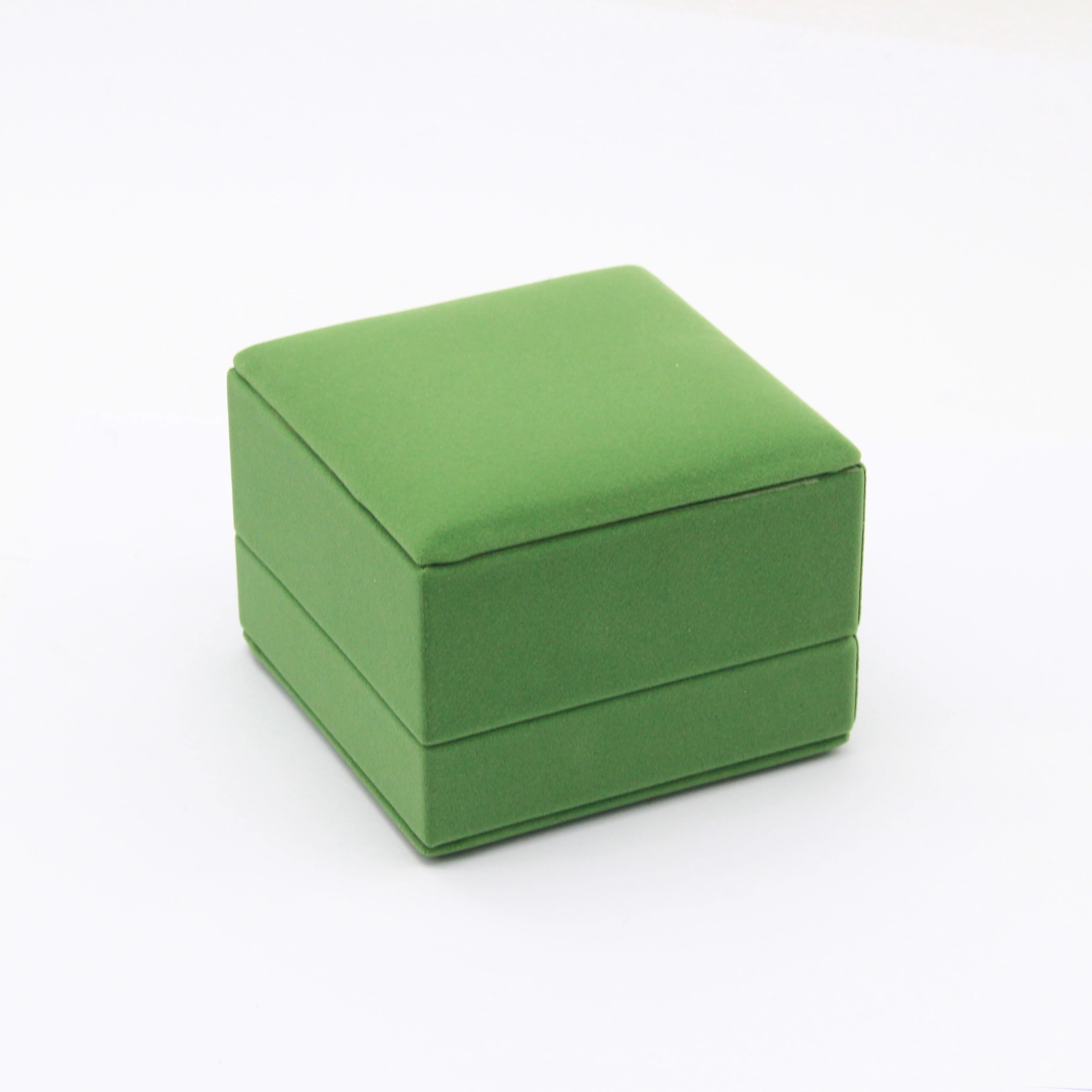 Высококачественная зеленая бархатная коробка для колец Классическая хранения