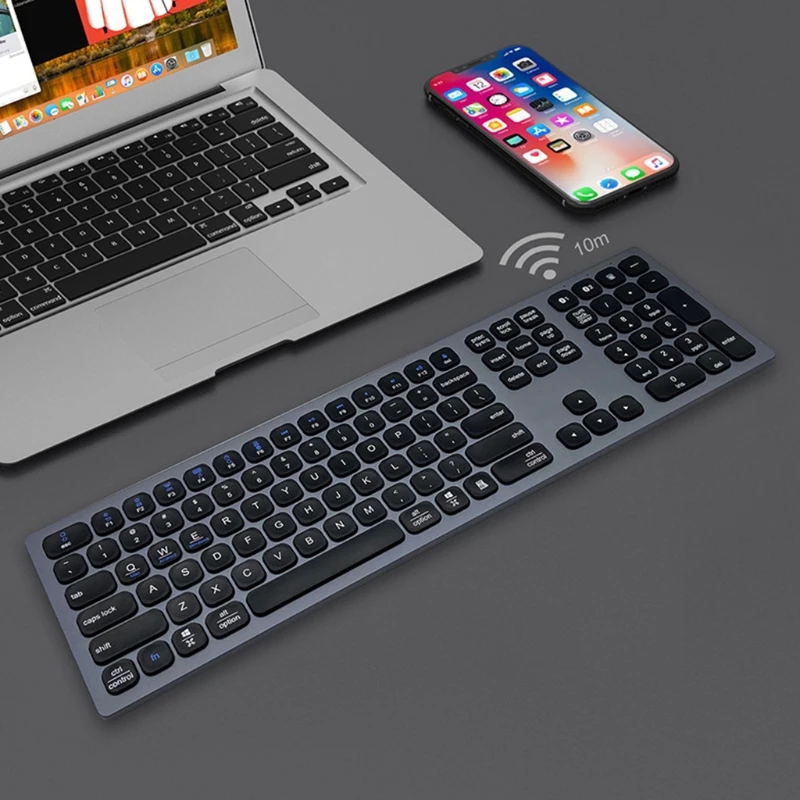 

Беспроводная перезаряжаемая клавиатура Y1AE Bk9803 Type-C с 110 клавишами, Bluetooth совместимая клавиатура со встроенной перезаряжаемой батареей