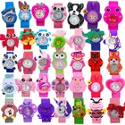 Часы Детские с 3d-рисунком, 49 стилей, кварцевые часы с рисунком котенка, фламинго, черного кота, динозавра, для девочки, мальчика, ребёнка обучения времени