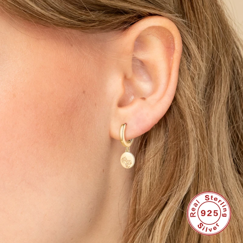 

Aide Genuine 925 Sterling Silver 2020 INS Creative Birth Flower Punk Drop Earrings For Women Friend Birthday Anniversary Jewelry