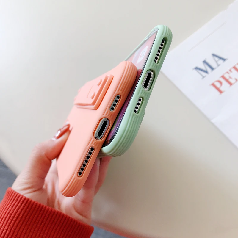 

Wrist Strap Solid Color Phone Case For iPhone 12 11 Pro Max XR X XS Max 8 7 6S Plus SE 2020 Wristband Shockproof Soft TPU Cover