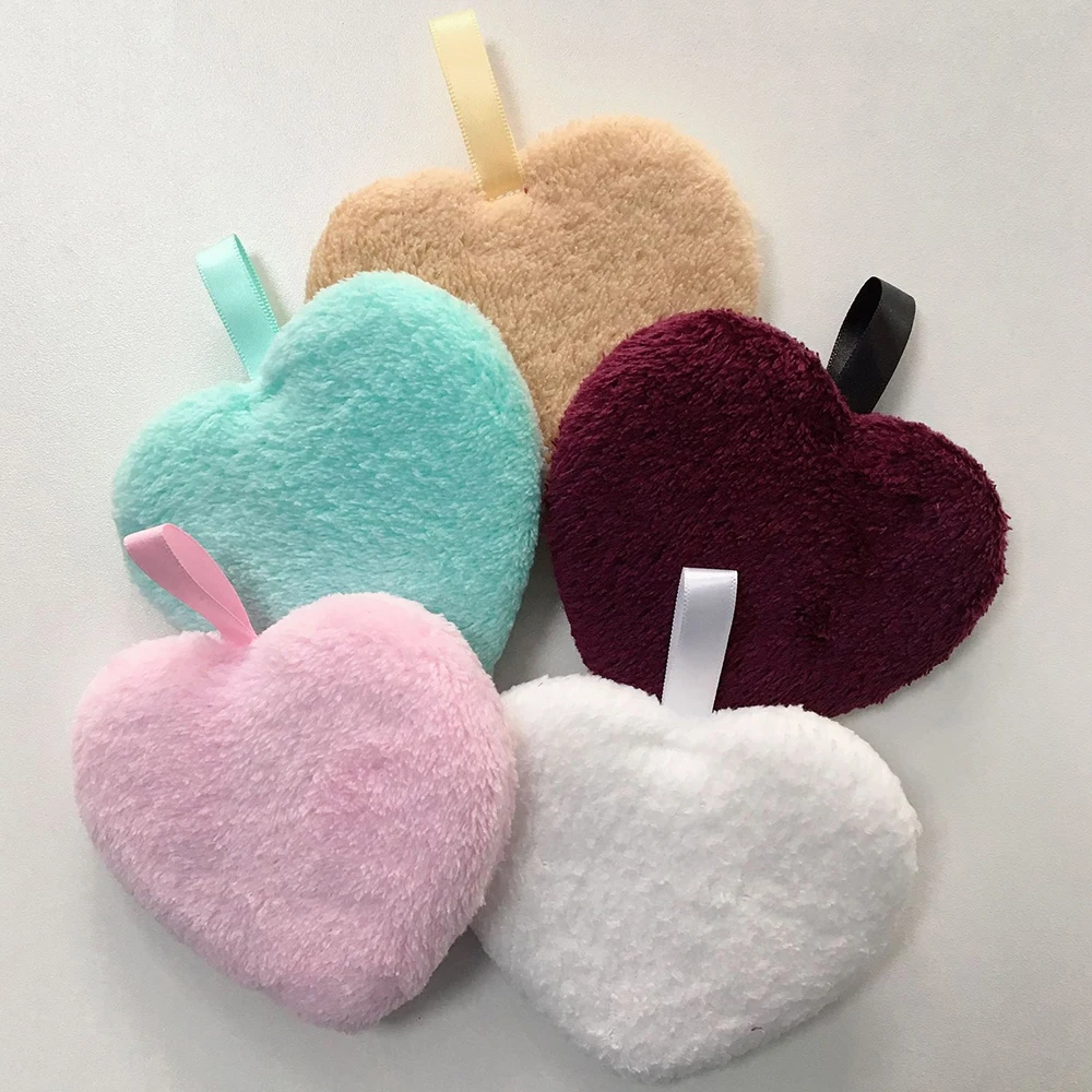 1 шт. мягкое полотенце из микрофибры в форме сердца для удаления макияжа