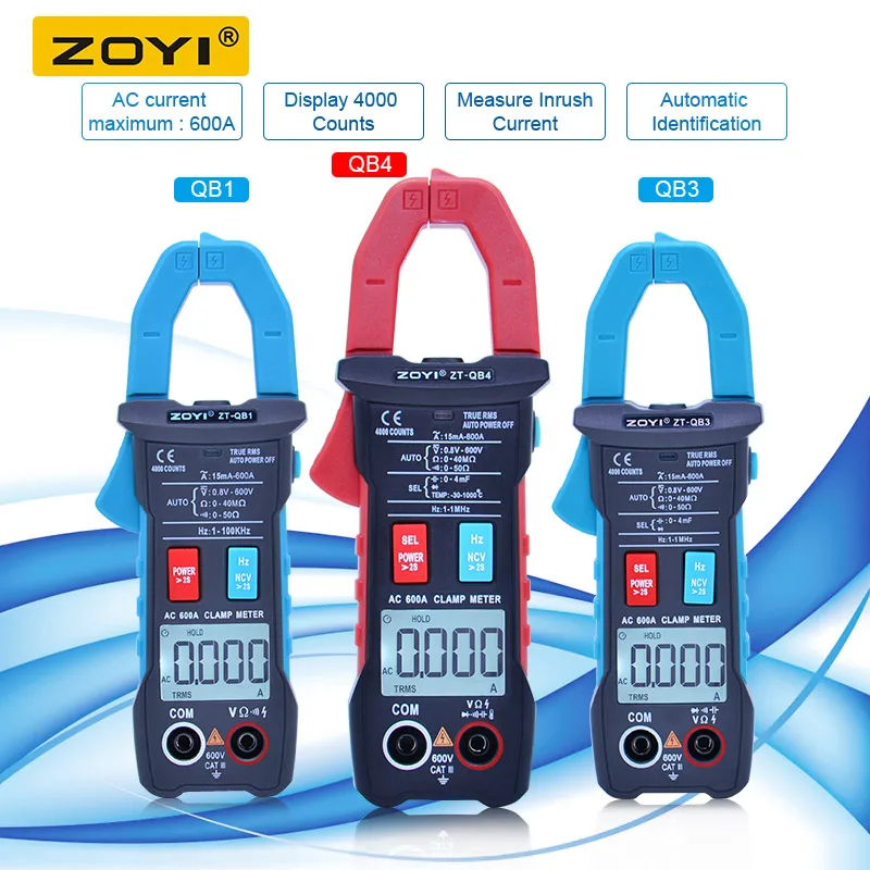 

ZOYI Digital Amper Clamp Meter Multimeter Current Clamp Pincers Voltmeter Ammeter AC 600A AC/DC Voltage Ohm Current Tester