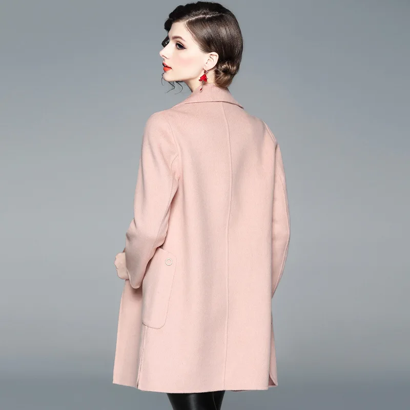 Women's 2020 autumn and winter new European and American long hand double faced overcoat woolen coat