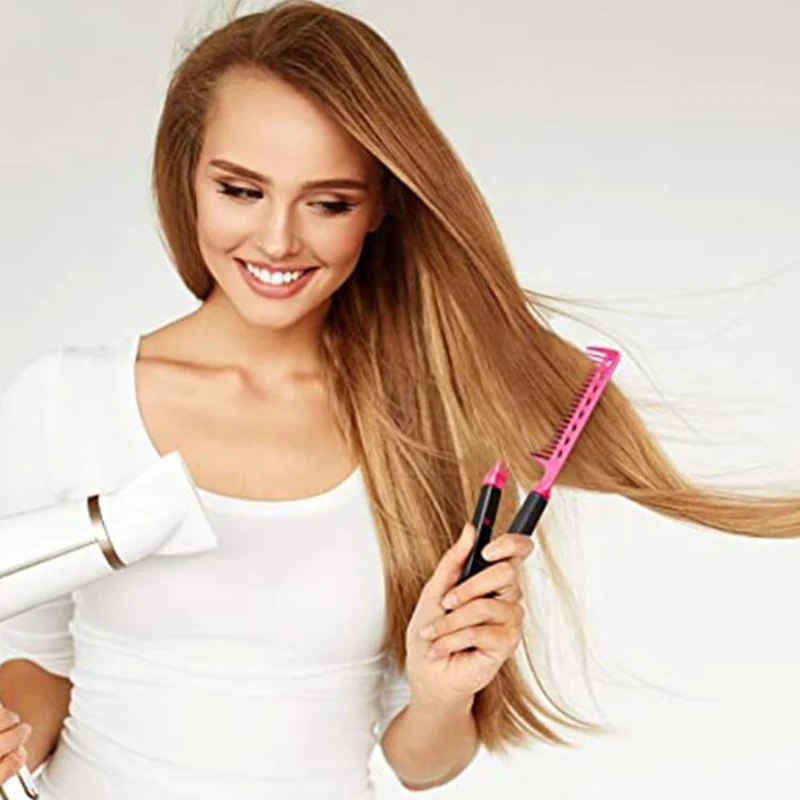 

V Type Hair Brush Straightener Profissional Folding Hair Straightener Comb DIY Salon Hairdressing Brush Styling Tool Barbearia