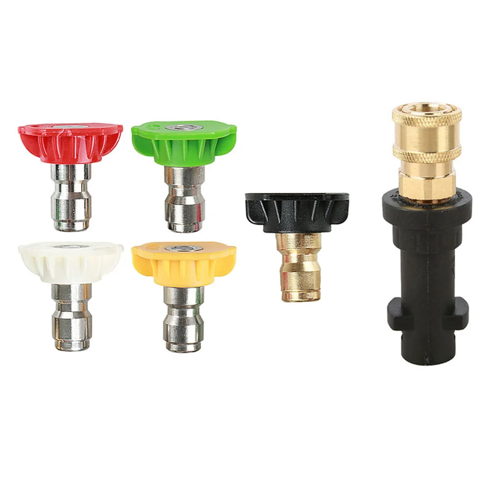 Pressure Washer Tool Adapter with Pivoting Coupler 5 Nozzles for Karcher K Series Auto Maintenance Tools Supplies