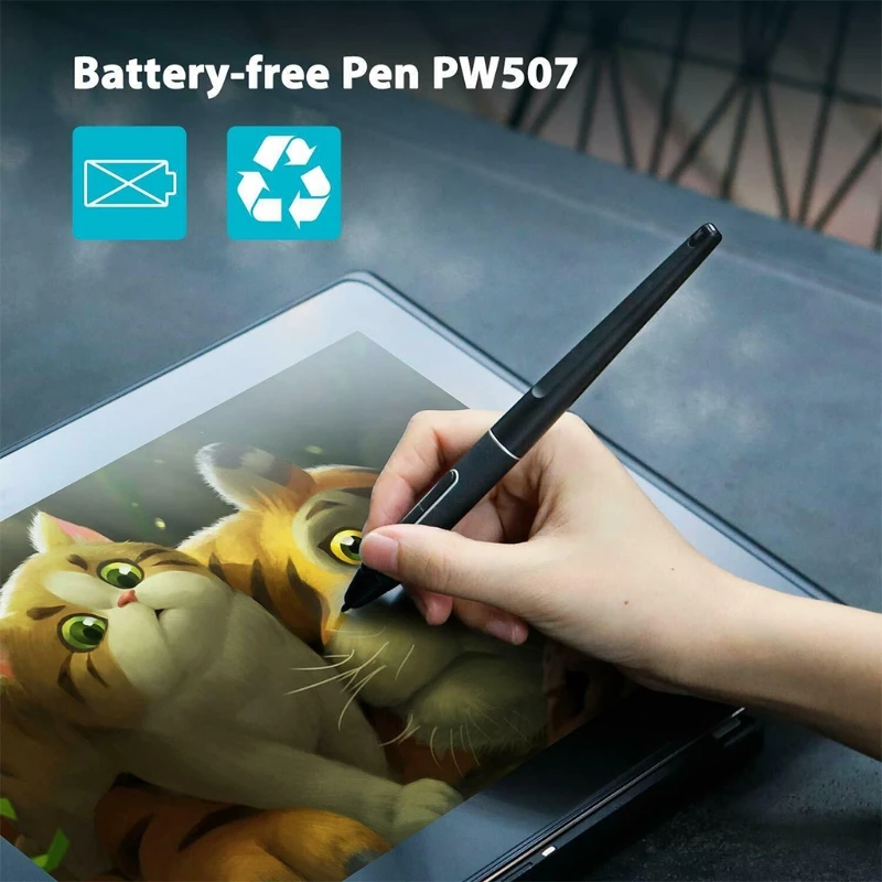 

H7JA Battery-free Stylus Pen with Two Express Keys PW507 For-HUION Digital Graphics Tablets Kamvas Pro 12/Pro 13/Pro 16/16/20