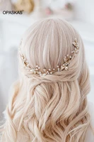 flower bride wedding hair comb leaf crystal hair jewelry headpieces pearl side combs bridal decorative hair accessories et