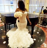 african plus size wedding dresses sweetheart ruffles mermaid wedding dress lace up back tulle and lace bridal gowns dubai arabic