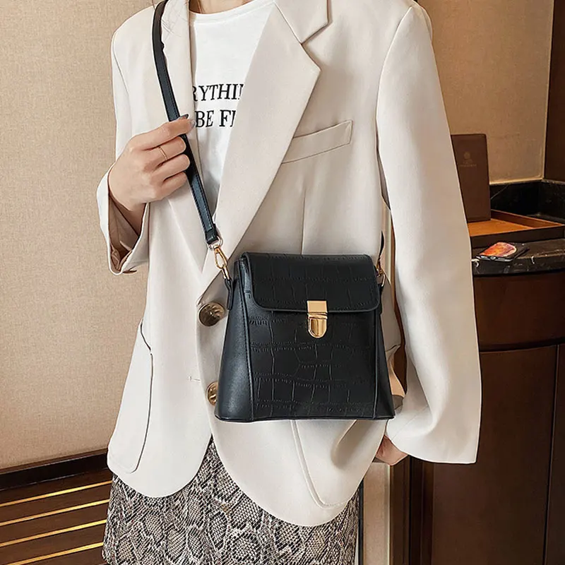 

High Quality Soft Leather Shoulder Bag New Fashion Female Bucket Bag Retro Handbag Women Designer Crossbody Bag