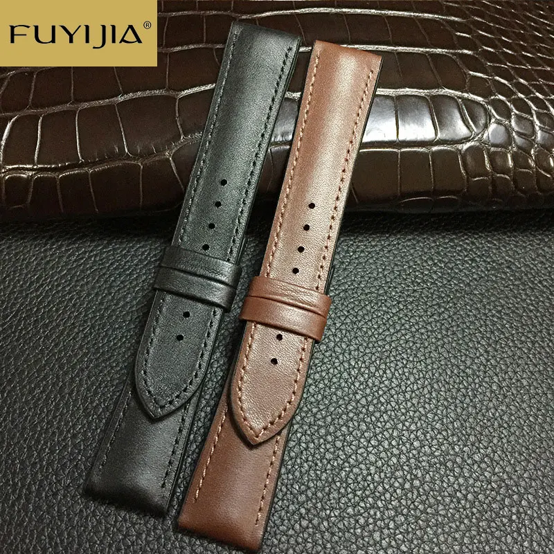 

FUYIJIA New Custom Men Women Strap Italian Cowhide+Rubber Watchbands Handmade Genuine Leather Belt 18MM 19MM 20MM 21MM 22MM Band