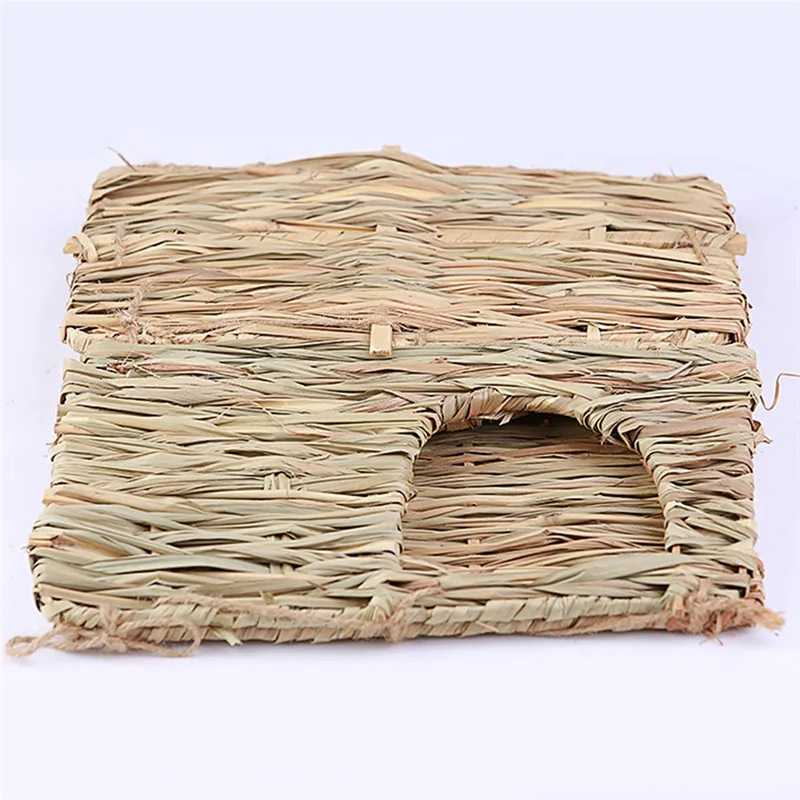 

Foldable Woven Grass Pet Rabbit Hamster Guinea Pig Cage Nests House Chew Toy Handmade Hut For Small Animal Non Toxic Pet Supply