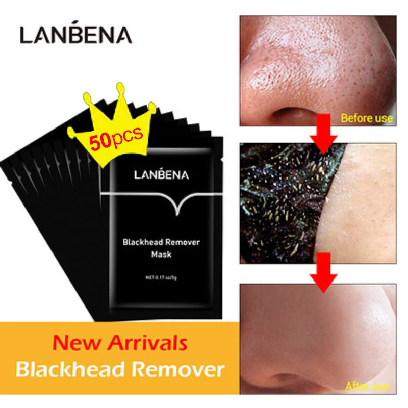 

50 шт., маска для удаления черных точек, бамбуковый уголь, уход за кожей, лечение акне, увлажнение, отбеливающий очиститель для носа