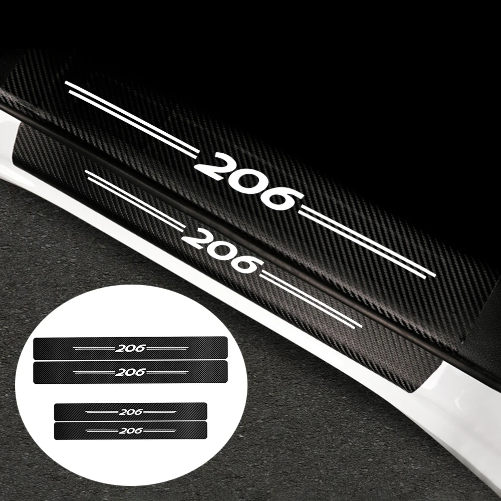 

4 шт. Защитная Накладка на порог автомобиля, декоративная полоса для Peugeot 307 206 308 408, наклейка против царапин из углеродного волокна, Стайлинг ...