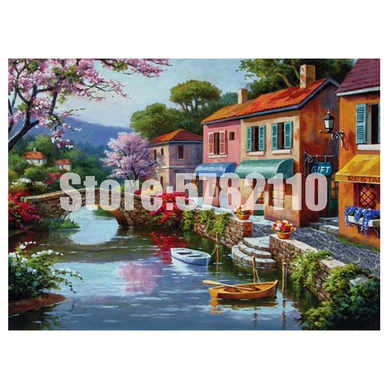 Пейзаж кабины дома Озеры вышивка 5D DIY Полная алмазная живопись крестиком Стразы