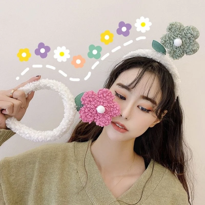 

Korean Plush Swing Flower Hairband For Women Cute Soft Bezel Headband Fashion Wash Face Hair Hoop Girl Hair Accessories Headwear