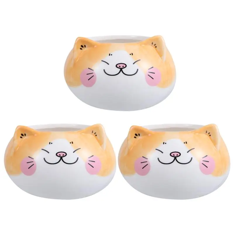 

3Pcs Prime Chic Durable Sturdy Cat Ceramic Flowerpot Succulent Flowerpot Mini Flowerpot