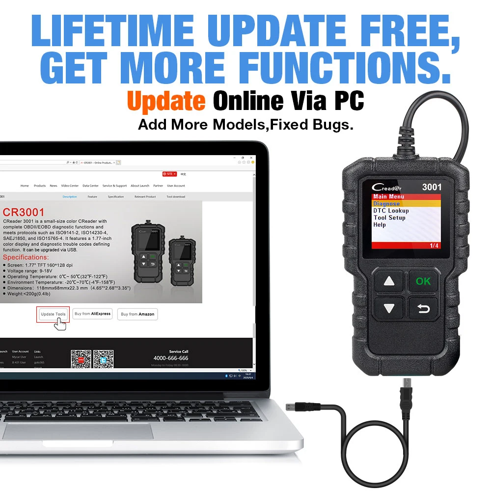 LAUNCH X431 CR3001 OBD2 автомобильный сканер профессиональный диагностический инструмент