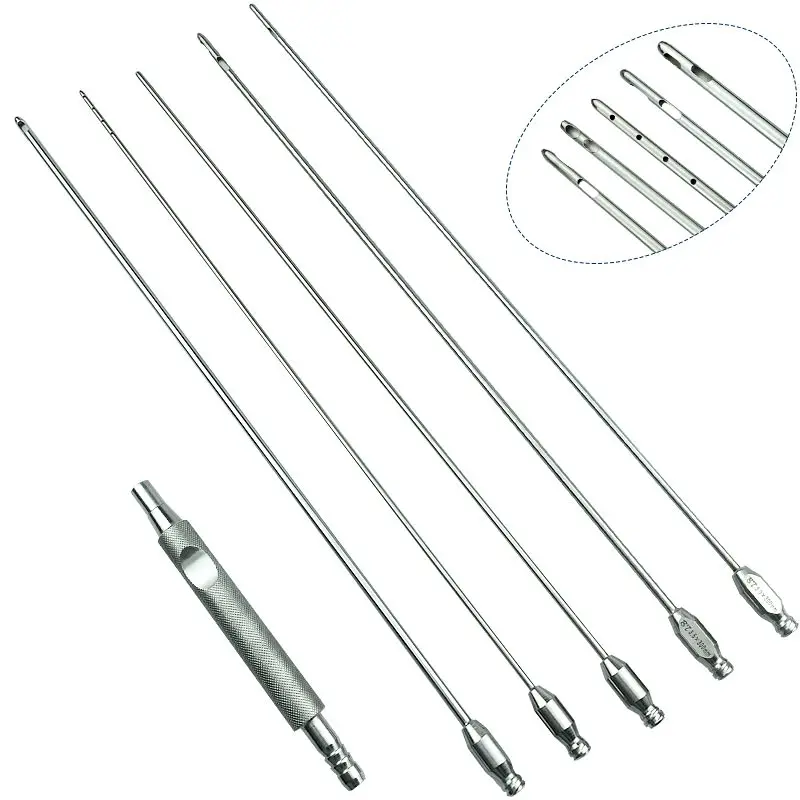 3 Holes Cannulas Liposuction Needles Water Injection Infiltration Cannulas with Liposution Handle Suction Handpiece