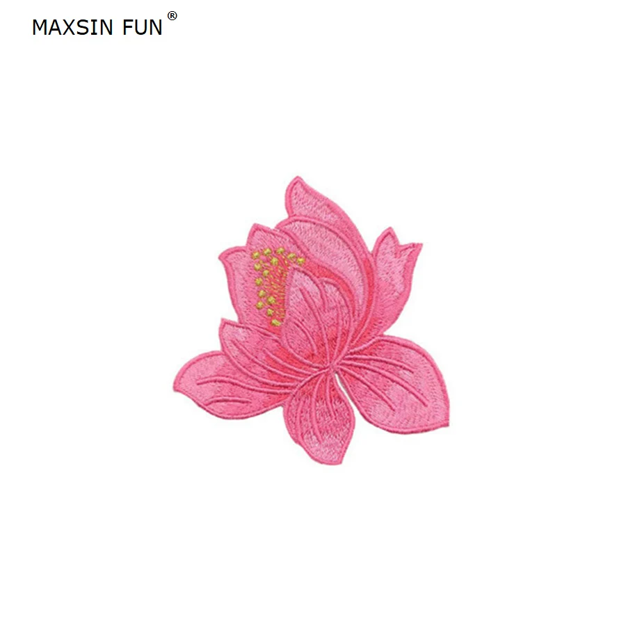 MAXSIN FUN 1 шт. Симпатичные вышитые лотосы ткани патч утюгом аппликация китайские