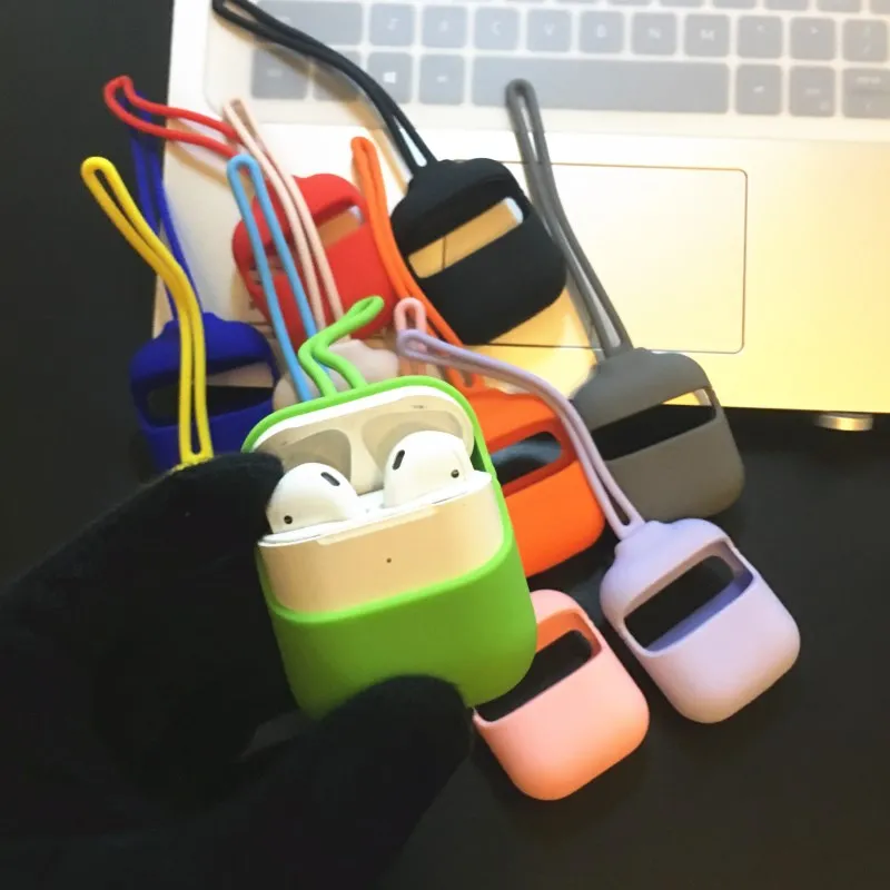 Однотонный Мягкий силиконовый чехол для apple AirPods 1 2 беспроводной bluetooth защитный