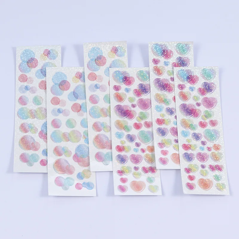 

Korean Colorful Bubble Love Laser Stickers Scrapbook Handmade DIY Album Cup Stationery Decoration Kawaii Stickers