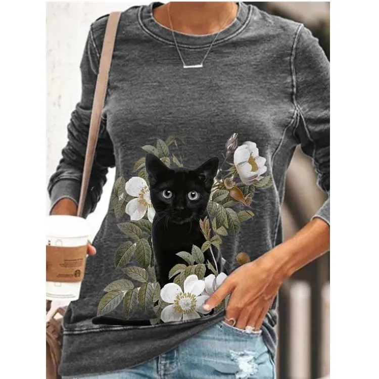 

2021 summer new fashion printed long-sleeved casual t-shirt graphic tee