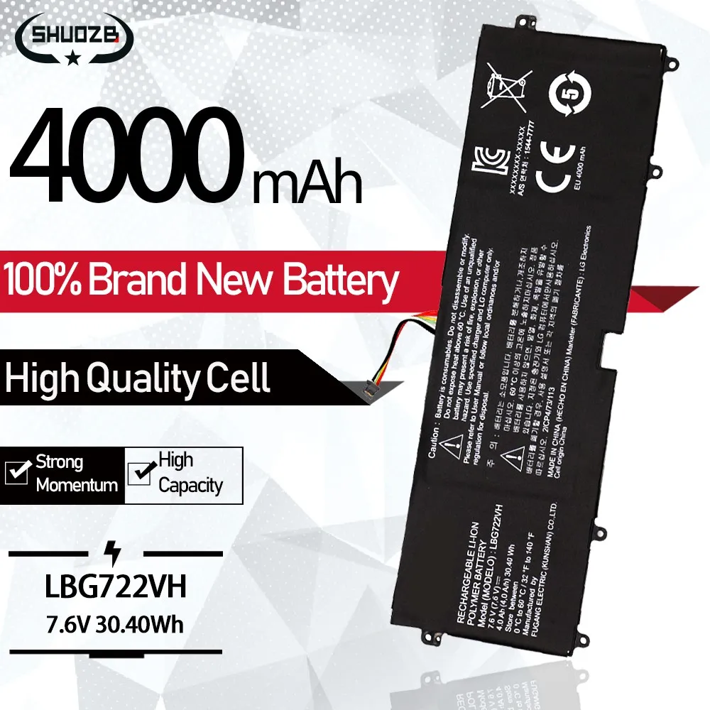 Nova Bateria do Portátil para lg 13z940 Lbg722vh 14z950 Eac62198201 13zd940 14zd960-gx5gk Eac621982 30.40wh Lbp7221e 4000mah 7.6v Baterias p/ laptop