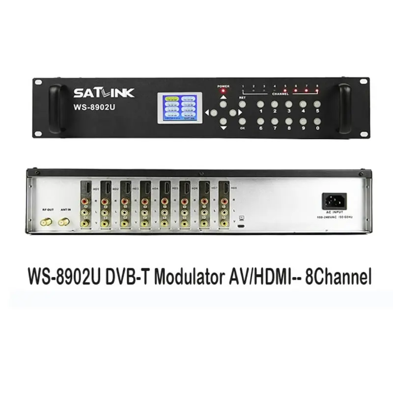 HD к DVB-T модулятор кодировщика 8 маршрута MPEG4 аналоговый A/V Источник SATLINK |