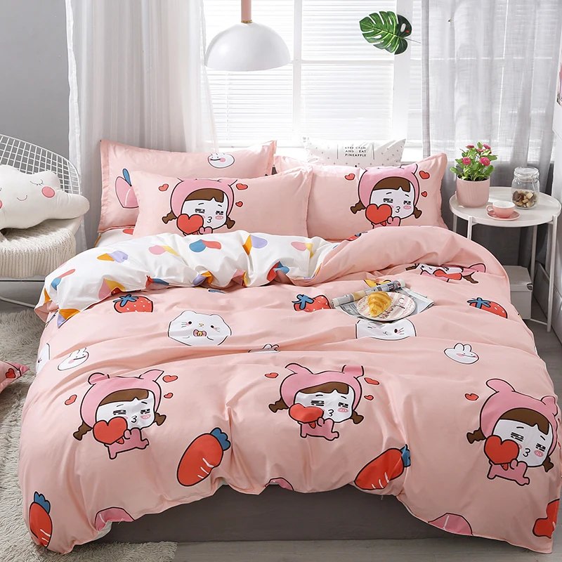 

Fruit Kawaii Girl Cartoon Luxury Comforter Bedding Set Modern Fashion King Queen Twin Size Bed Linen Duvet Cover Set Gift Hot