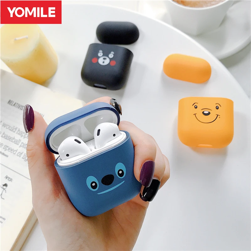 Чехол для наушников Apple AirPods 1 2 с милым мультяшным рисунком Матовый Жесткий чехол