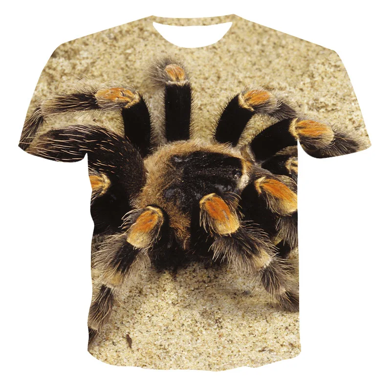 

2021 Summer New 3D Men's Animal Clothing Horror Spider Series Breathable T-Shirt O-Neck T-Shirt Large Size