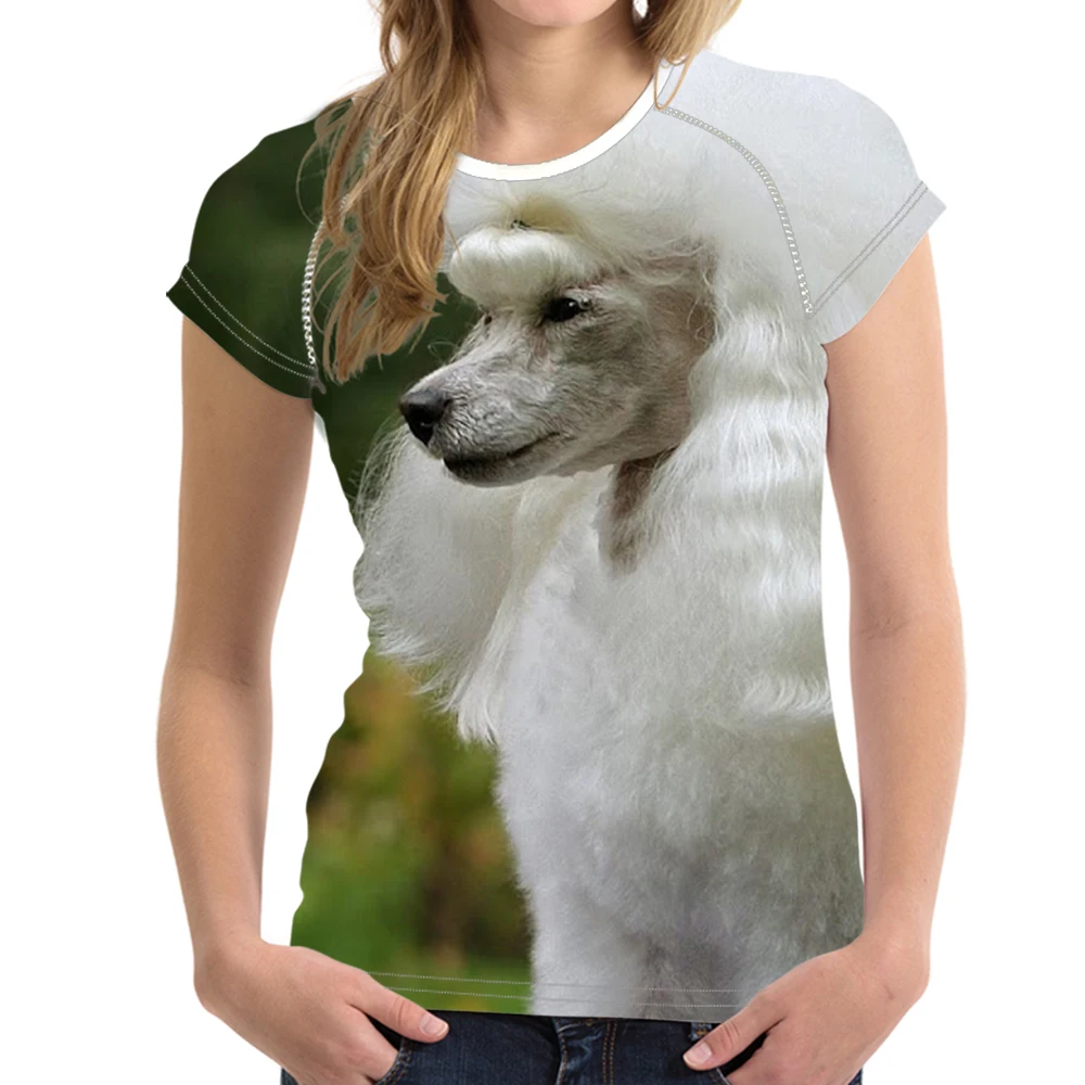 Женская футболка с пуделем на заказ Модные дышащие топы круглым вырезом милая