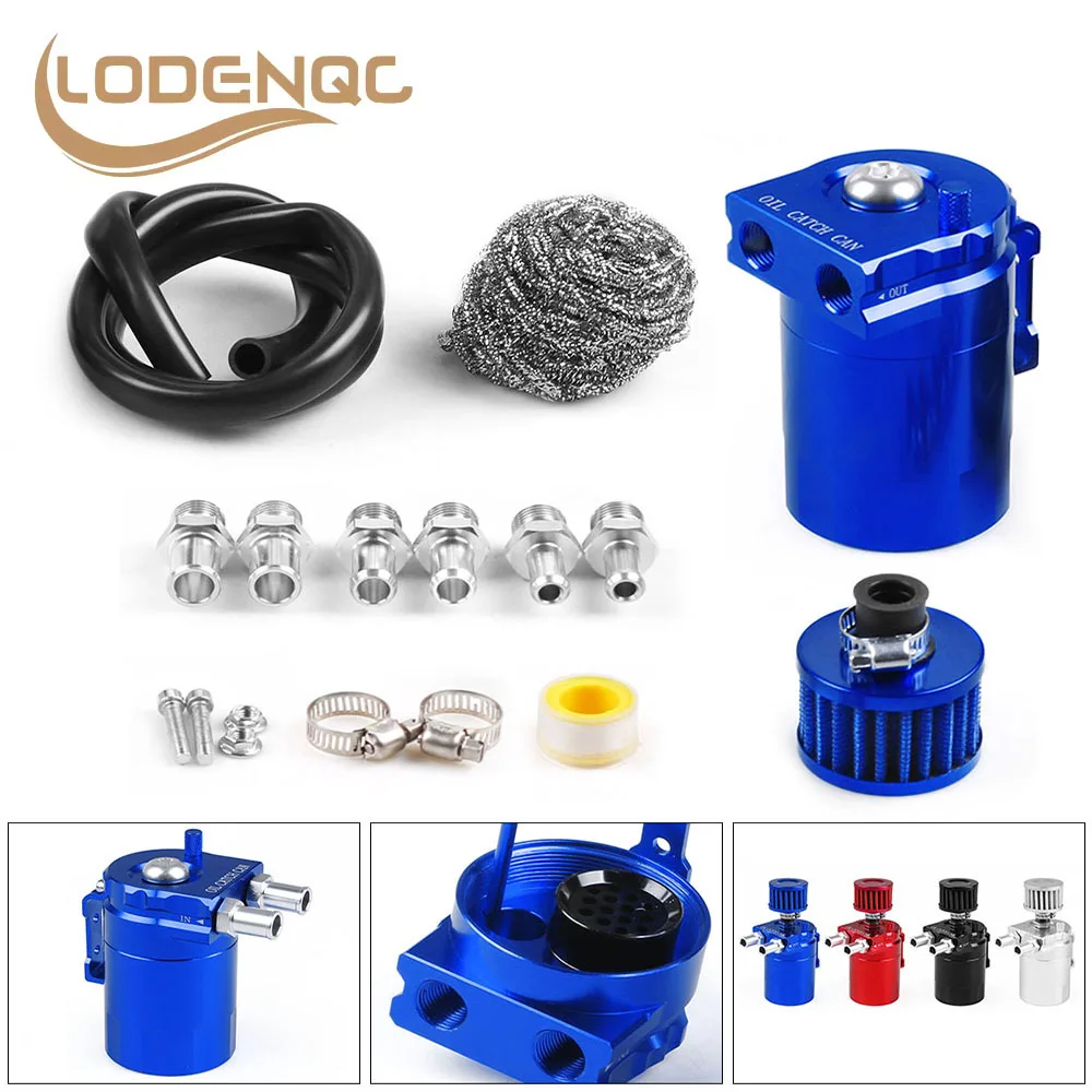

Universal Aluminum Oil Catch Can Tank With Oil Dipstick Polish Baffled Reservoir With Filter Red Blue Black Silver BX102110