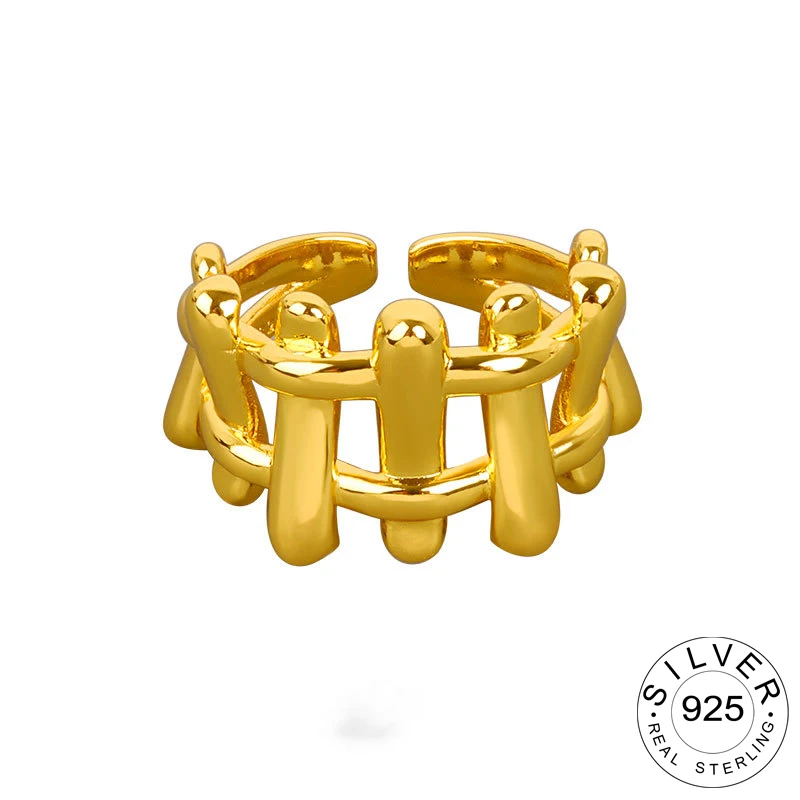 

Женское кольцо в античном стиле, винтажное регулируемое кольцо из стерлингового серебра 925 пробы с полосками и полыми полосками, модное юве...