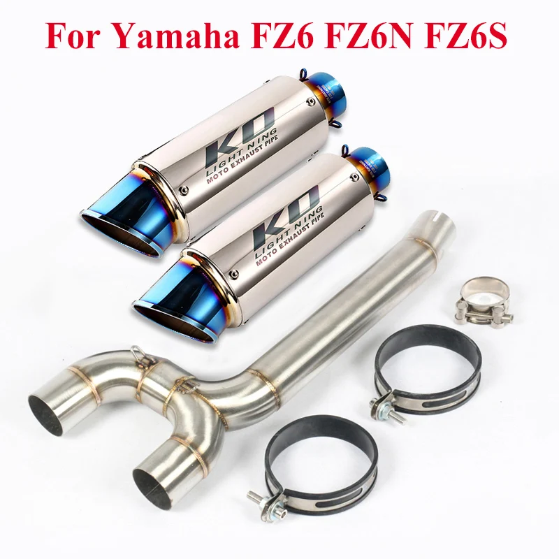 

FZ6 Motorcycle Exhaust System Pipe Middle Connect Link Pipe Baffle Muffler Tips Escape For Yamaha FZ6N FZ6S FZ6 Slip On Modified