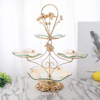 new light luxury style creative family living room hotel tea table crystal fruit plate multilayer european fruit plate wholesale