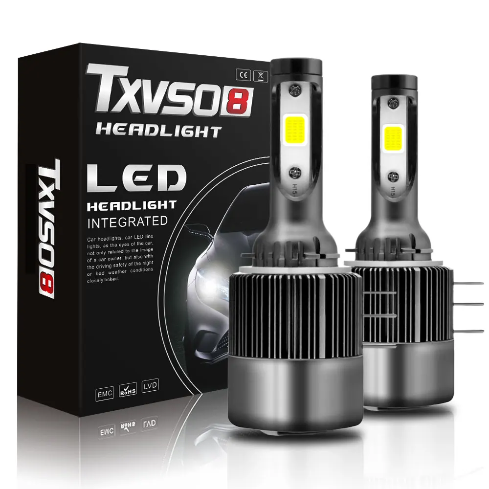 

TXVSO8 High Quality Diode lamps 11000LM 55W/bulb with COB Chips Mini H15 Car Headlight Bulb LED 6000K White Running Lights 12V