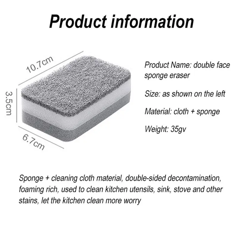 

Dishwashing Sponge Scouring Pad Dish Cloth Kitchen Double-Sided Cleaning Brush Pot Dishwashing Artifact Dishwashing Sponge