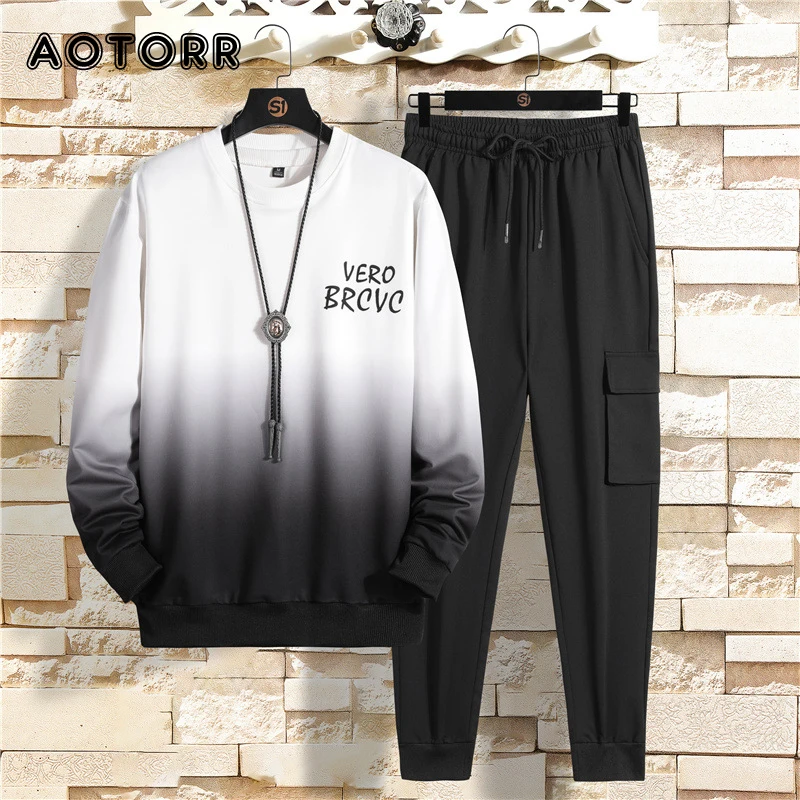 Костюм спортивный мужской с толстовкой и брюками Модный комплект одежды для