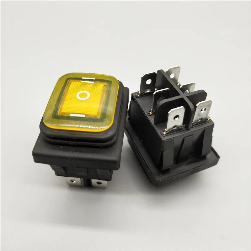 

Водонепроницаемый клавишный переключатель, 1 шт., Φ 20A / 250VAC 30x22, 6-контактный DPDT on off on 12V 220V, красный, зеленый светодиодный переключатель