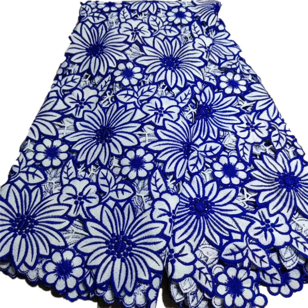 Кружевная ткань молочного шелка новейшая африканская гипюровая кружевная