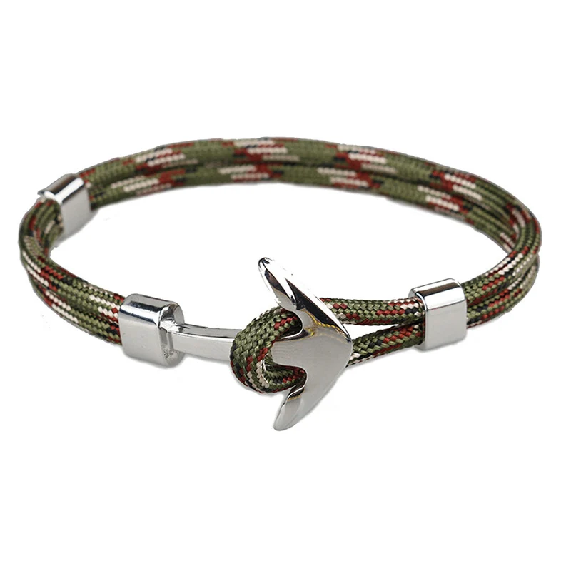 Черный синий цвет Якорь цепочка-браслет в виде веревки браслет для женщин мужчин