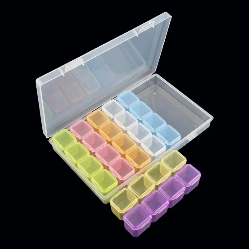 

Коробка для хранения ювелирных изделий, 28 ячеек, бусины для ногтей отделения, органайзер для ювелирных изделий, алмазная вышивка, инструмент для Хранения Бисера