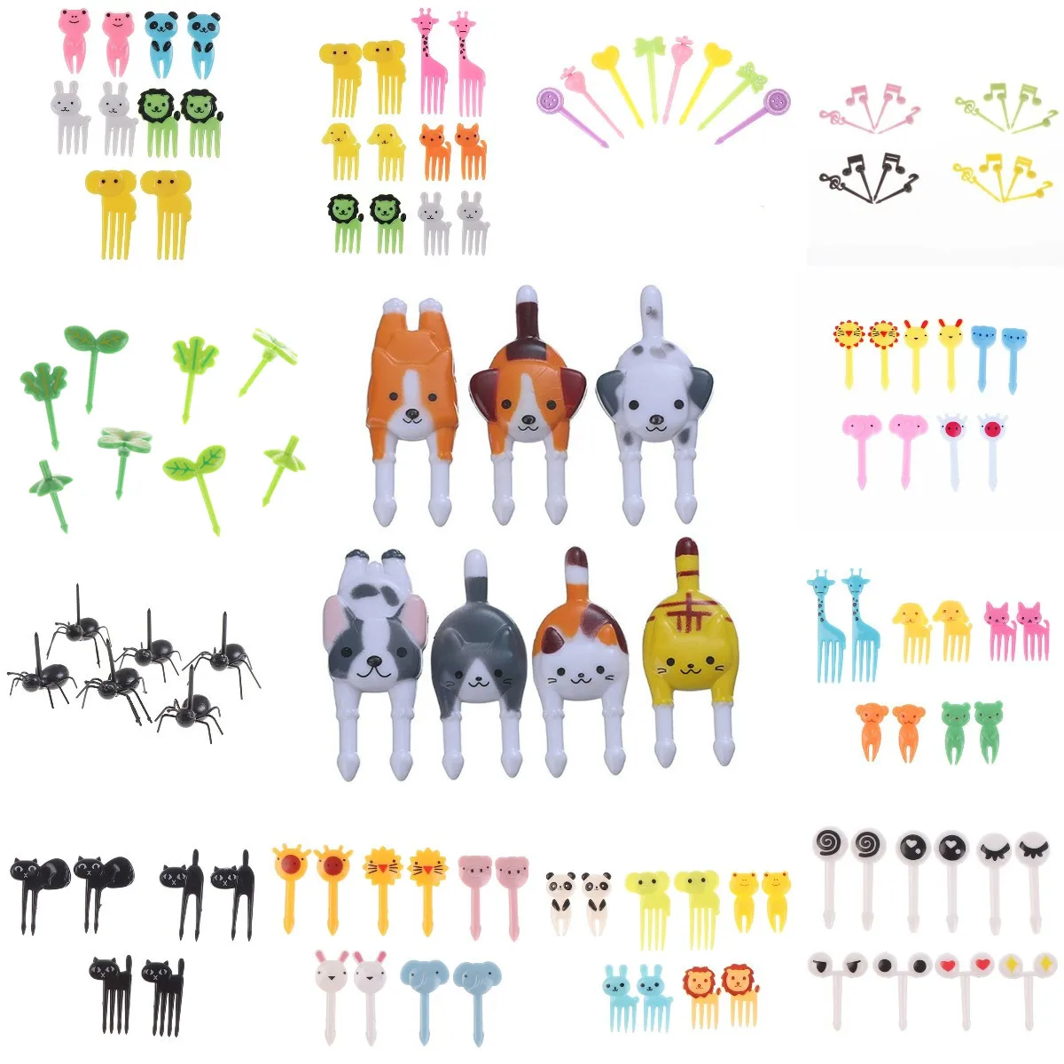 

6-18pcs Mini Ant Animals Fruit Fork Cutlery Plastic Cake Dessert Forks Food Pick Tableware For Party Decoration