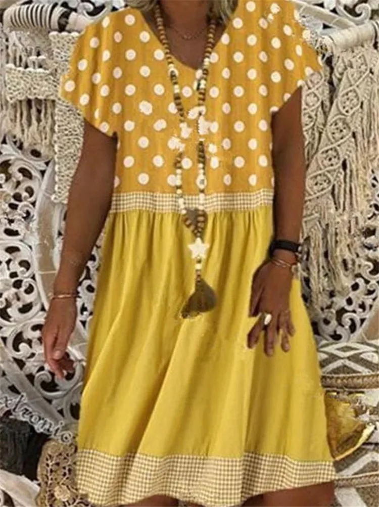 

2021 Women's Short-sleeved V-neck Printed Dress Holiday Summer Fashion Clothing Party Dress