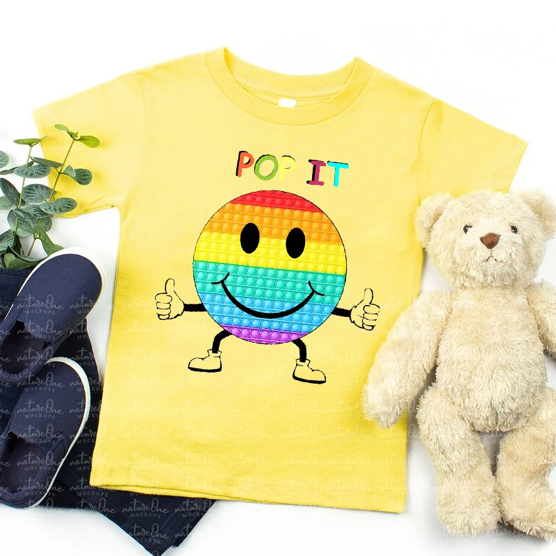 

Радужная Kawaii Smiley Robot футболка фиджет-игрушки поп ит поп It футболка винтажная одежда для мальчиков и девочек с коротким рукавом