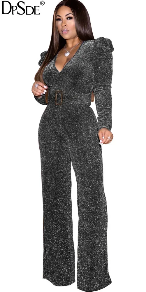 Элегантный длинный красный комбинезон DPSDE с блестками для женщин